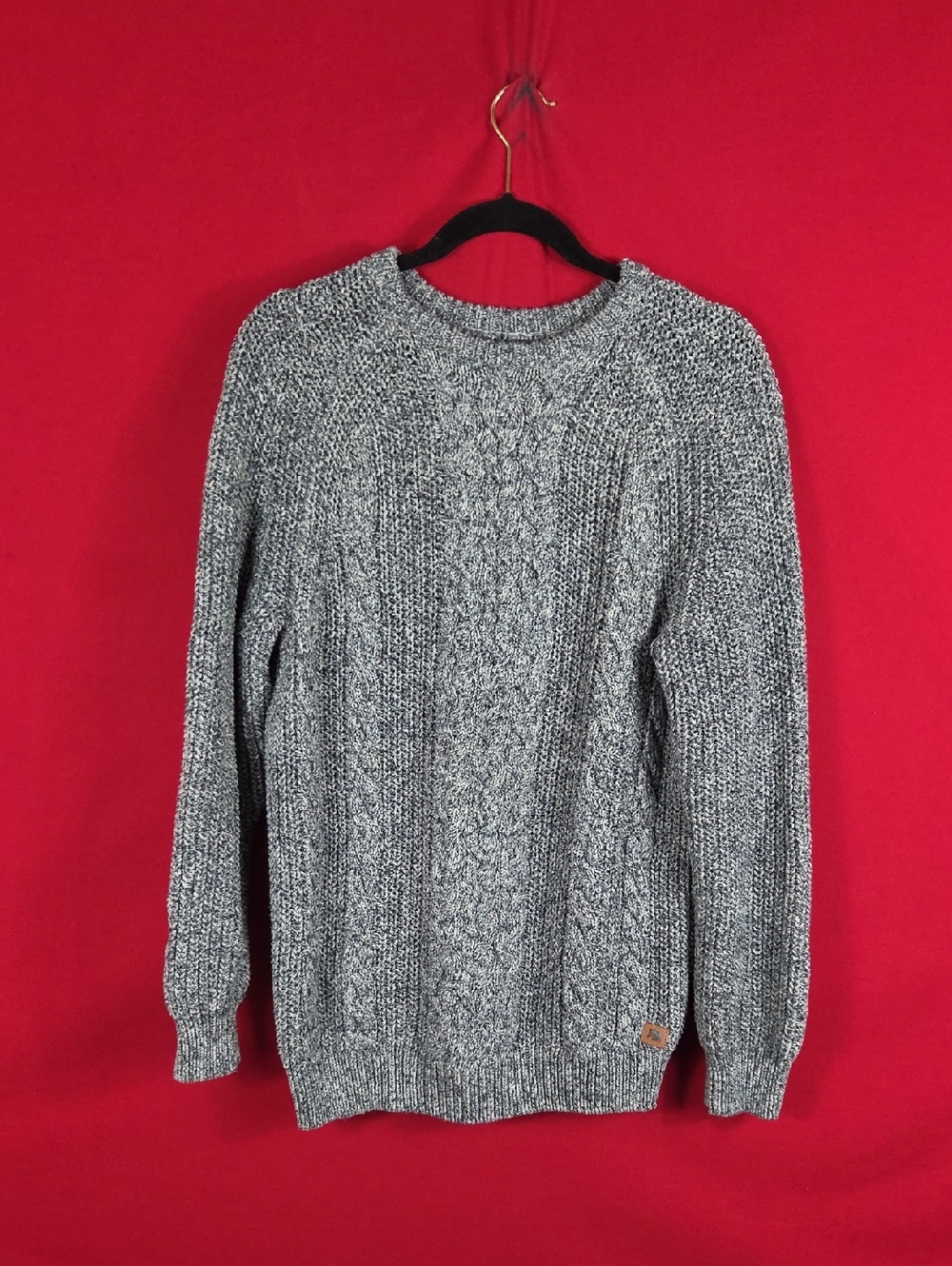 THE NORMAL BRAND Cable Knit Sweater Gray Mens Size Large